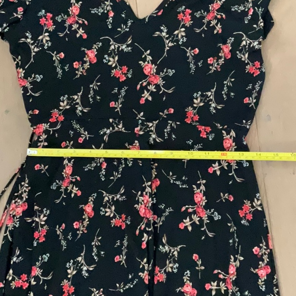 Floral Wrap Black Dress - Picture 6 of 6